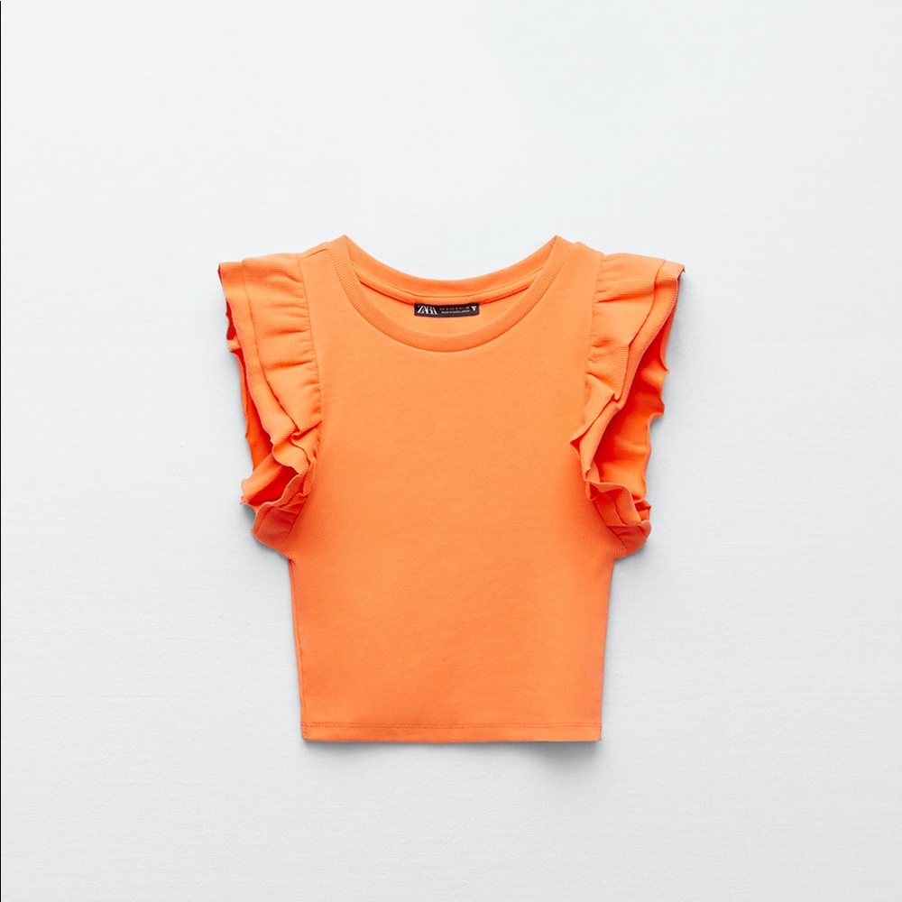 Zara Orange Ruffle Top